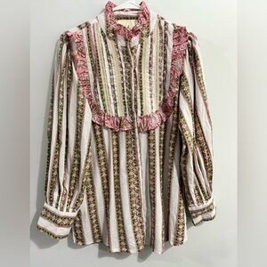 Fox & Hen Boutique Flutter Ruffle Trim Blouse Women's Size S